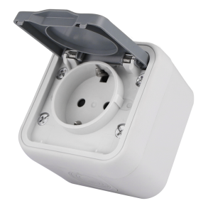 Розетка накладная Donel DIP55 с заземлением, защитными шторками и крышкой Серый DIP18840