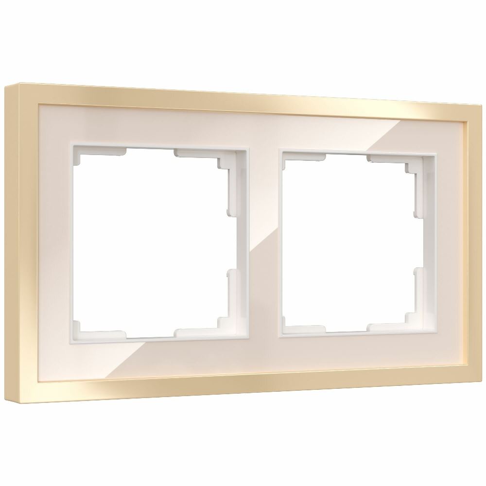 Рамка акриловая Werkel Baguette на 2 поста Айвори / Латунь W0022851