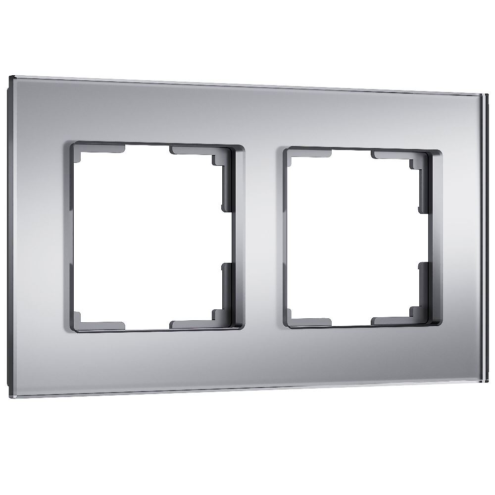 Рамка стеклянная Werkel Senso на 2 поста soft-touch Серебряный W0023106