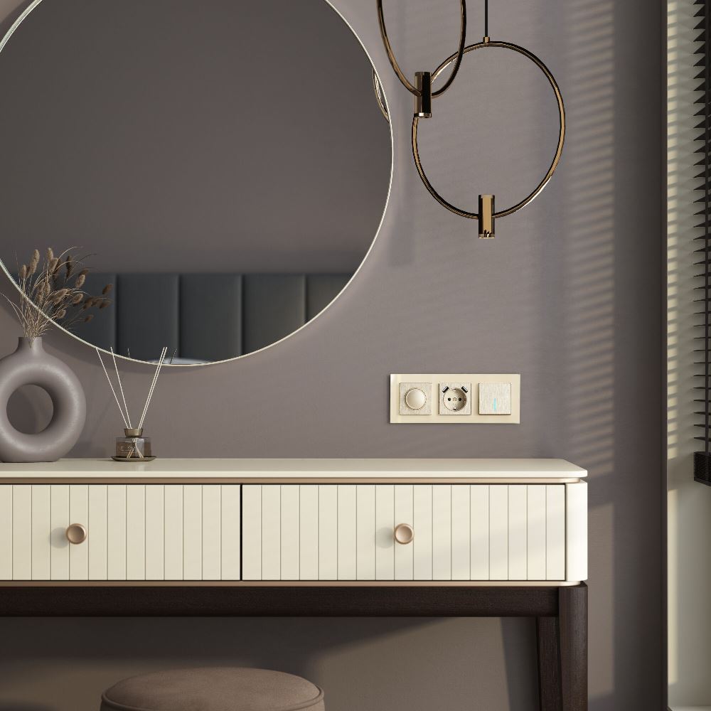 Выключатель одноклавишный встраиваемый Werkel с подсветкой Шампань рифленый W1110110 — изображение 2