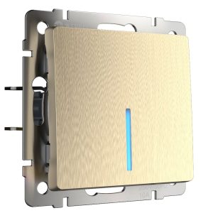 Выключатель одноклавишный встраиваемый проходной Werkel с подсветкой Шампань рифленый W1112110