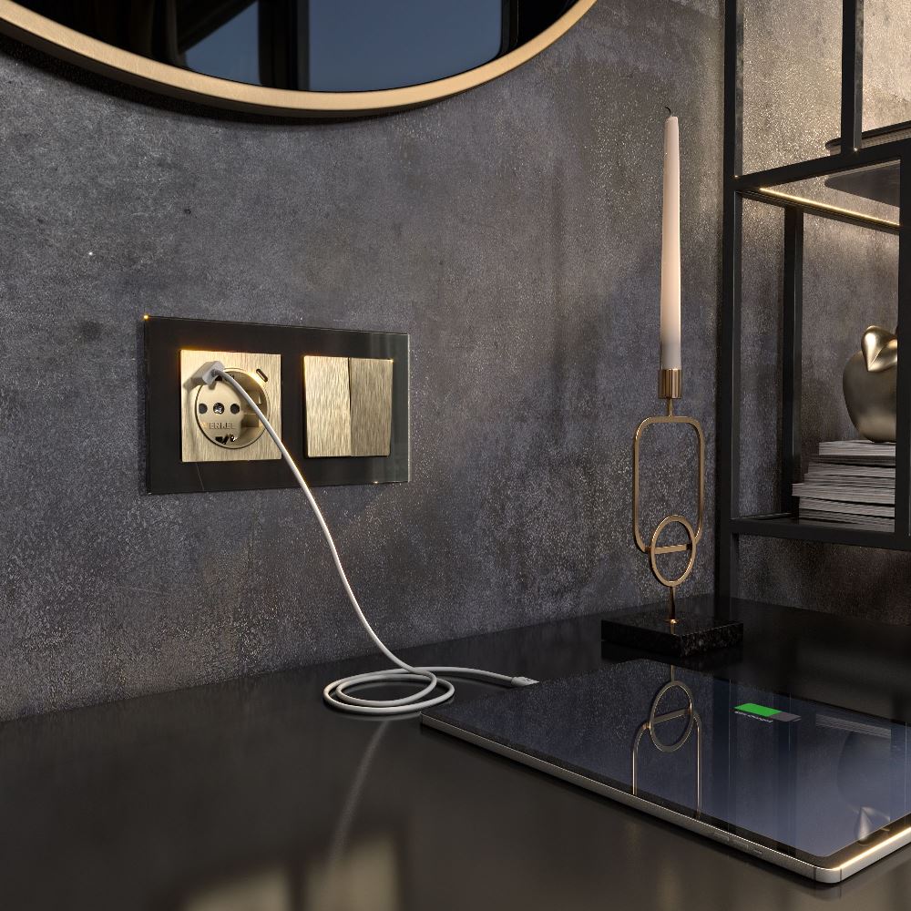 Выключатель двухклавишный встраиваемый Werkel Шампань рифленый W1120010 — изображение 3