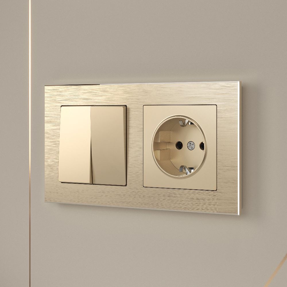 Выключатель двухклавишный встраиваемый Werkel Шампань W1120011 — изображение 2