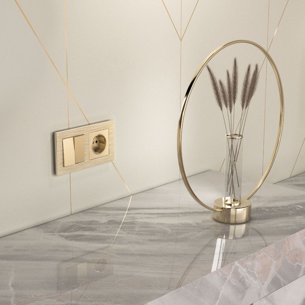 Выключатель двухклавишный встраиваемый Werkel Шампань W1120011 — изображение 3