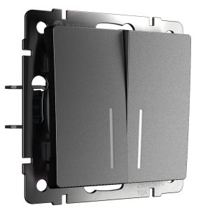 Выключатель двухклавишный встраиваемый Werkel с подсветкой Графит матовый W1120164