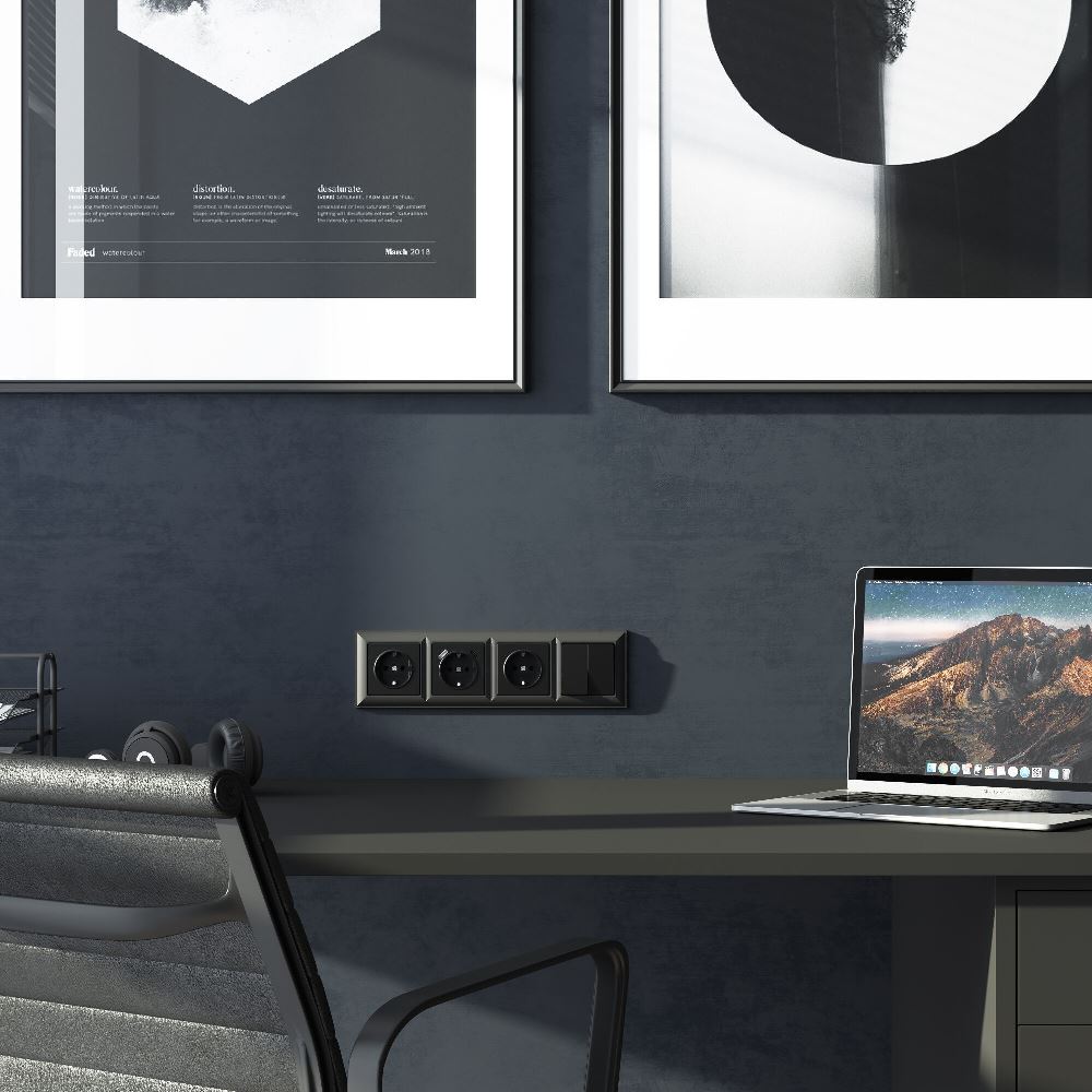 Выключатель двухклавишный встраиваемый проходной Werkel Черный матовый W1122008 — изображение 2