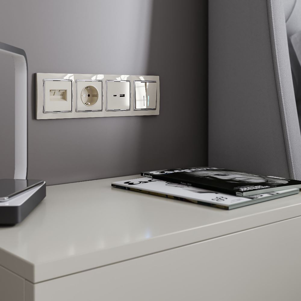 Выключатель двухклавишный встраиваемый проходной Werkel с подсветкой Слоновая кость W1122103 — изображение 2