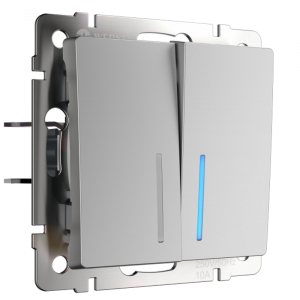 Выключатель двухклавишный встраиваемый проходной Werkel с подсветкой Cеребряный W1122106