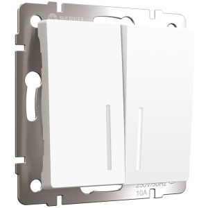 Выключатель двухклавишный встраиваемый проходной Werkel с подсветкой Белый матовый W1122161