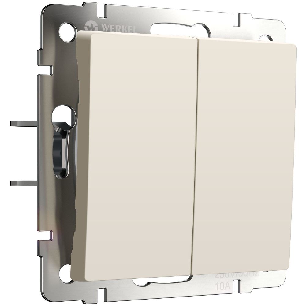 Выключатель двухклавишный встраиваемый с самовозвратом Werkel Айвори матовый W1122462