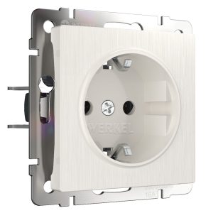 Розетка встраиваемая Werkel с заземлением и шторками Перламутровый рифленый W1171113