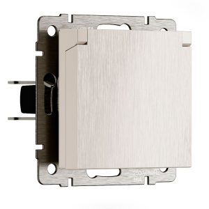 Розетка встраиваемая влагозащищенная Werkel с заземлением, шторками и защитной крышкой Перламутровый рифленый W1171213