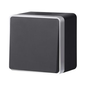 Выключатель одноклавишный накладной влагозащищенный Werkel Черный с серебром W5010234