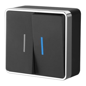 Выключатель двухклавишный накладной Werkel с подсветкой Черный / Хром W5020135