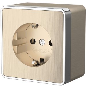 Розетка накладная Werkel Gallant с заземлением Шампань рифленый W5071010