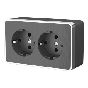 Розетка накладная двойная Werkel Gallant с заземлением Графит рифленый W5072104