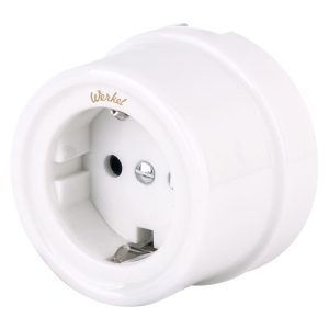 Розетка накладная Werkel Ретро с заземлением Белый W5671001
