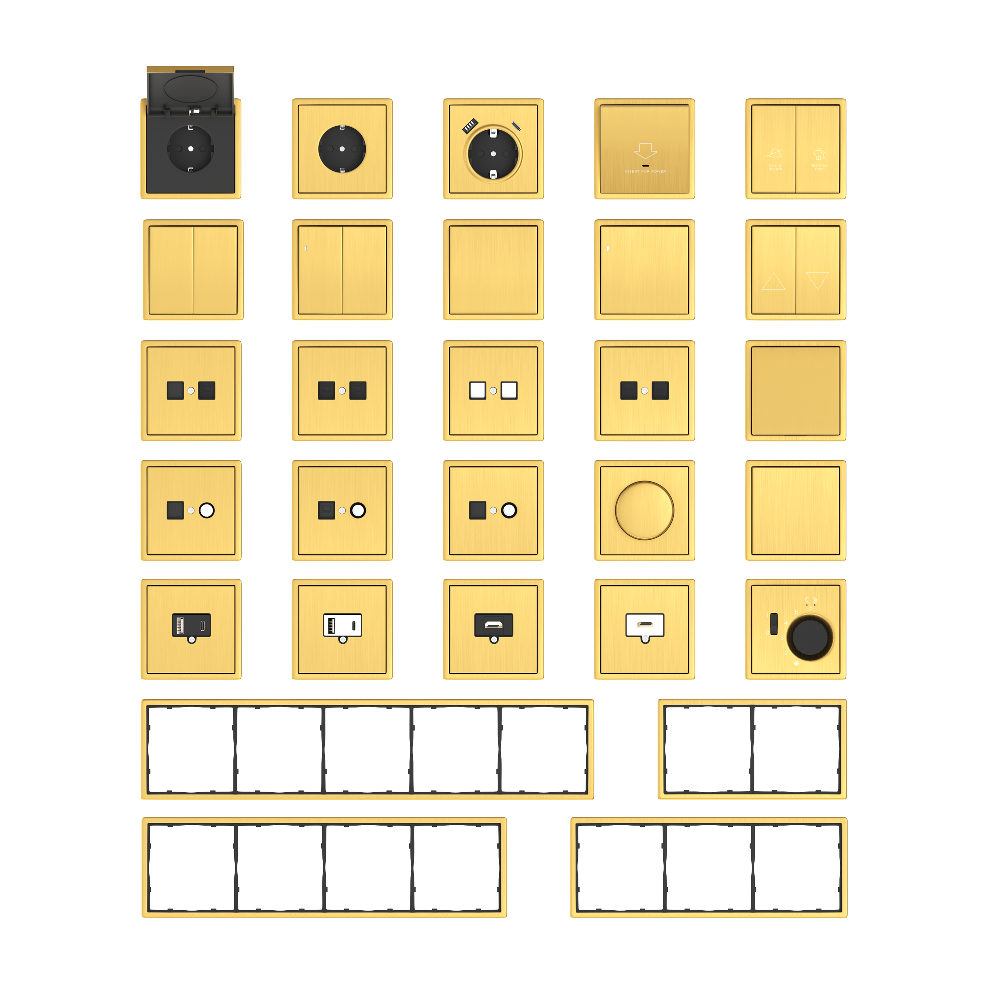 Выключатель двухклавишный встраиваемый Donel R98 Metal с подсветкой Золото матовое DA03105-DA285BR — изображение 3