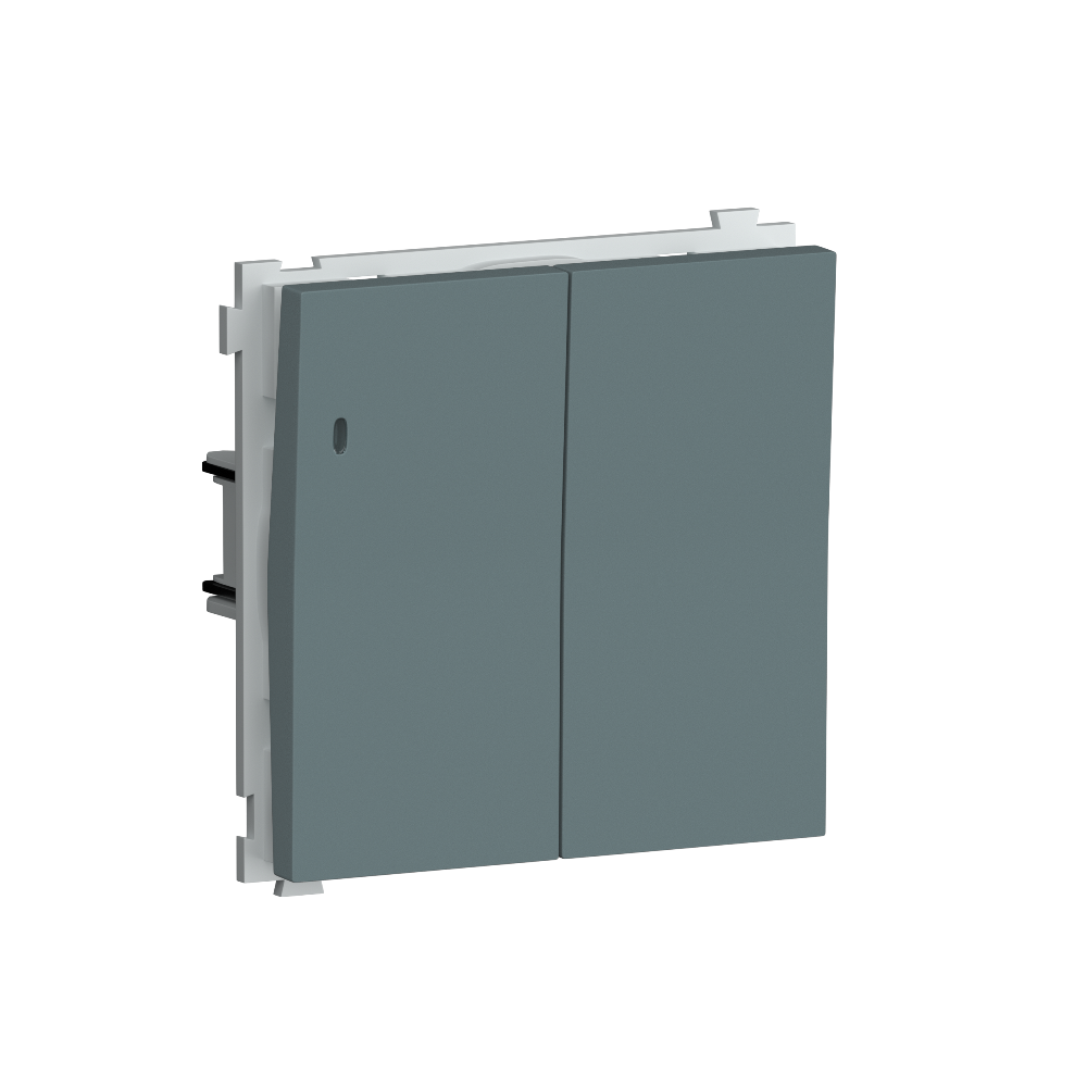 Выключатель двухклавишный встраиваемый проходной Donel R98 с подсветкой Изумруд матовый DA03108-DA28539