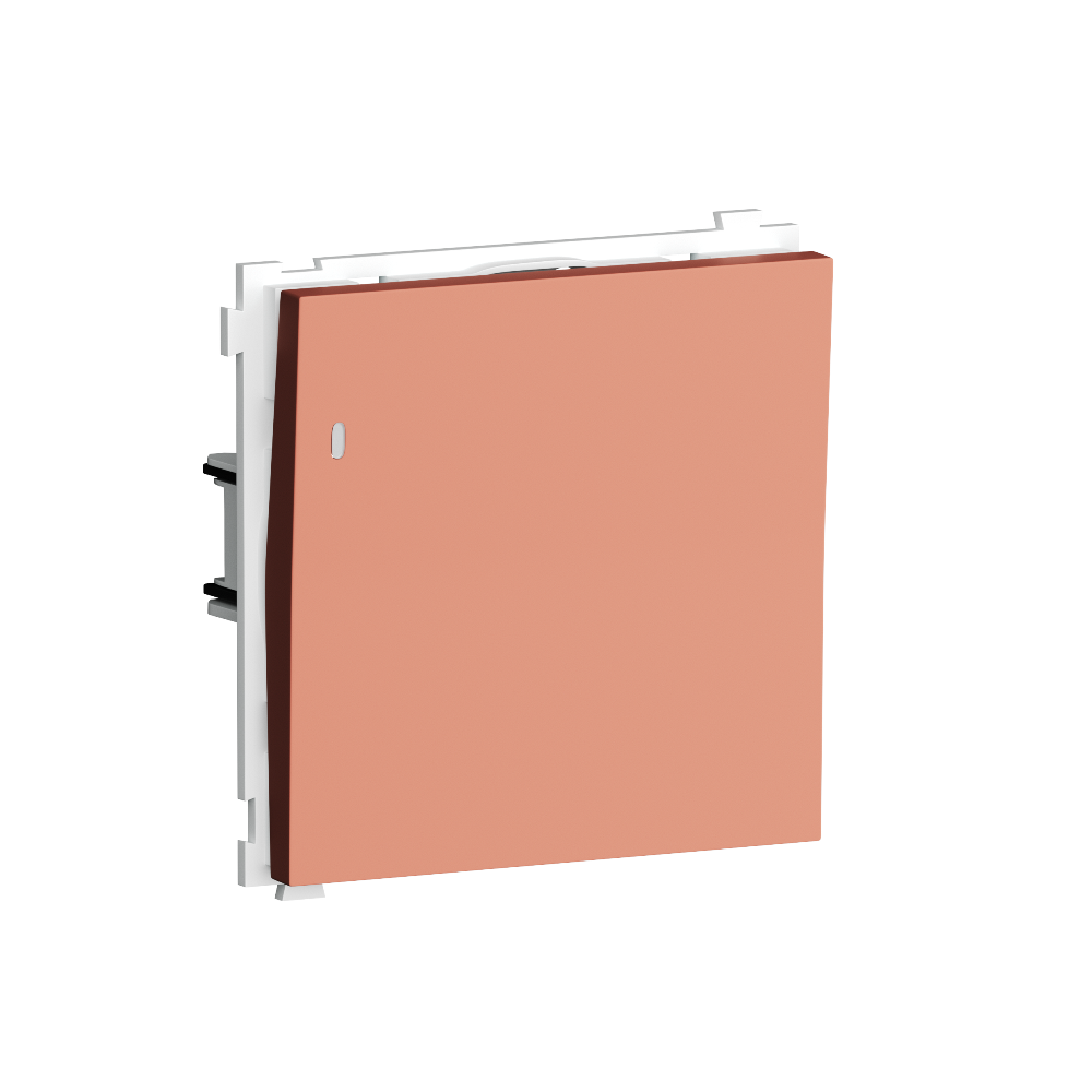 Выключатель одноклавишный встраиваемый Donel R98 звонкового типа с подсветкой Коралл матовый DA03151-DA29045