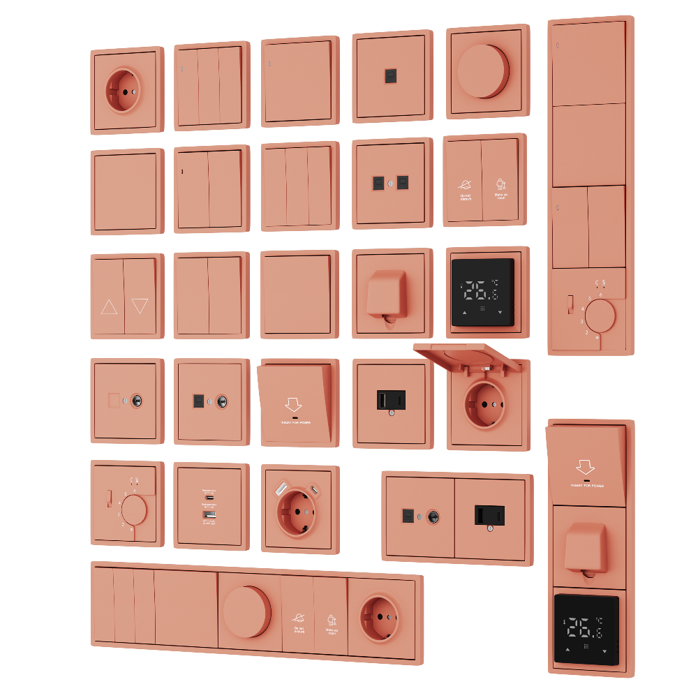 Выключатель одноклавишный встраиваемый Donel R98 звонкового типа с подсветкой Коралл матовый DA03151-DA29045 — изображение 3