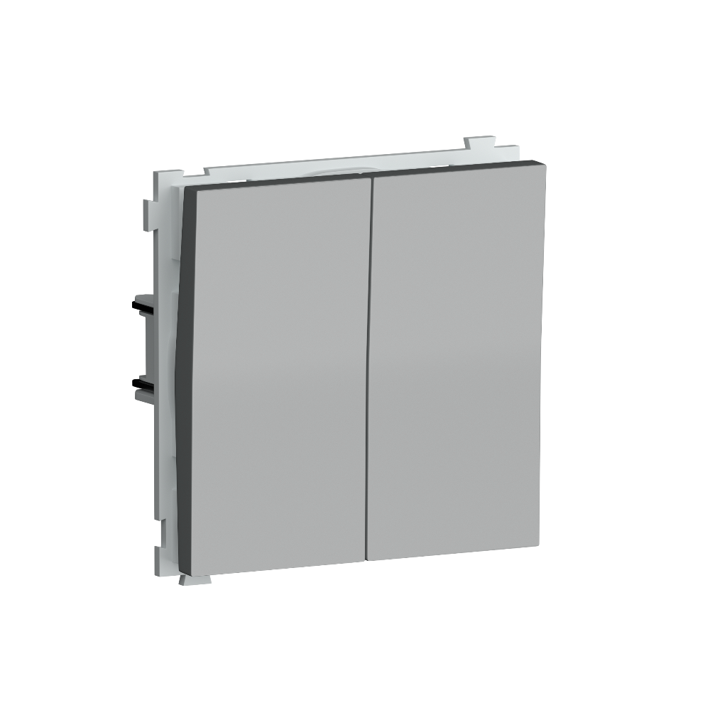 Выключатель двухклавишный встраиваемый проходной Donel R98 Алюминий матовый DA10800-DA29526