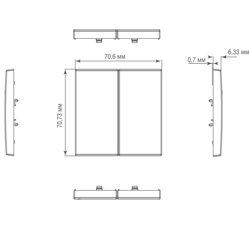 Выключатель двухклавишный встраиваемый проходной Donel R98 Metal Латунь DA10800-DA295ME — изображение 6
