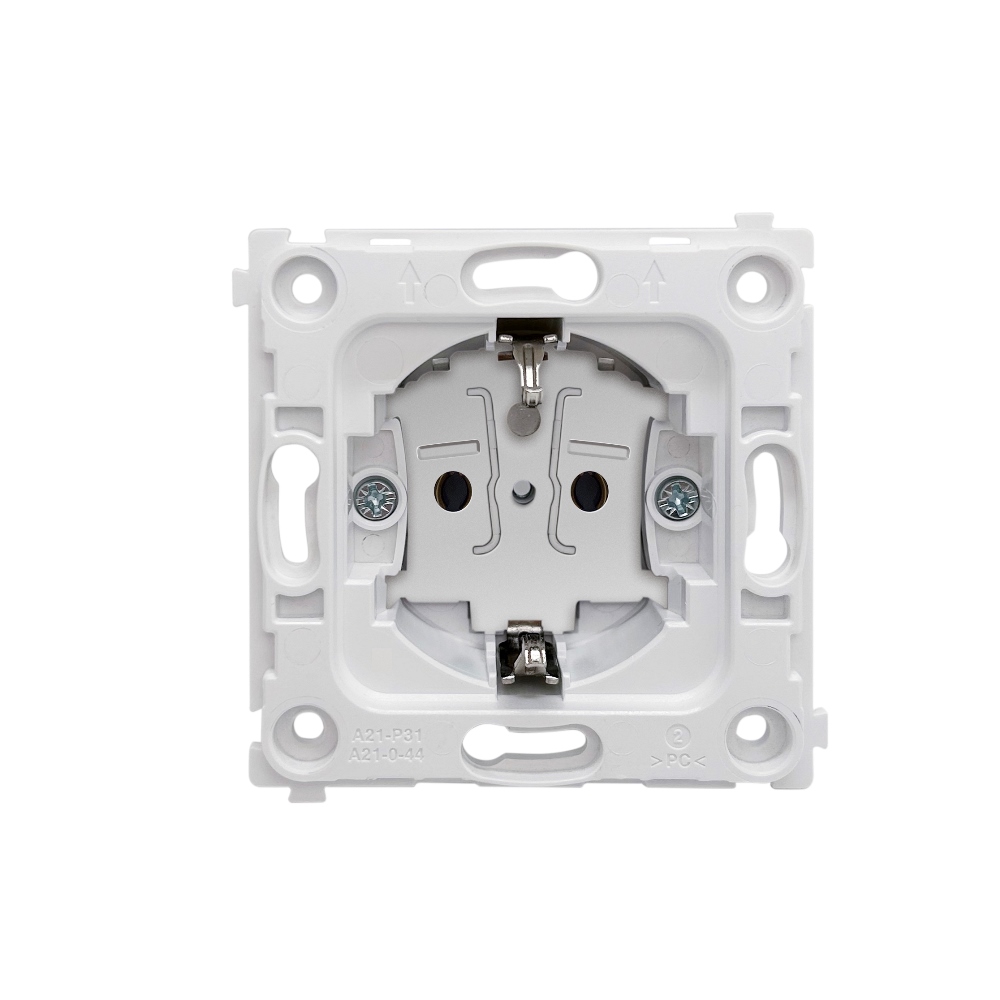 Розетка встраиваемая Donel R98 Schuko с заземлением и шторками на клеммах Белый матовый DA17700-DA22033 — изображение 4