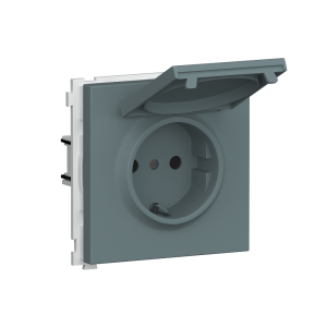 Розетка встраиваемая Donel R98 Schuko с крышкой и заземлением на клеммах Изумруд матовый DA17700-DA45439
