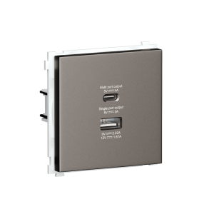 Розетка встраиваемая USB Donel R98 тип A+С быстрая зарядка Сталь матовая DA20400-DA27737