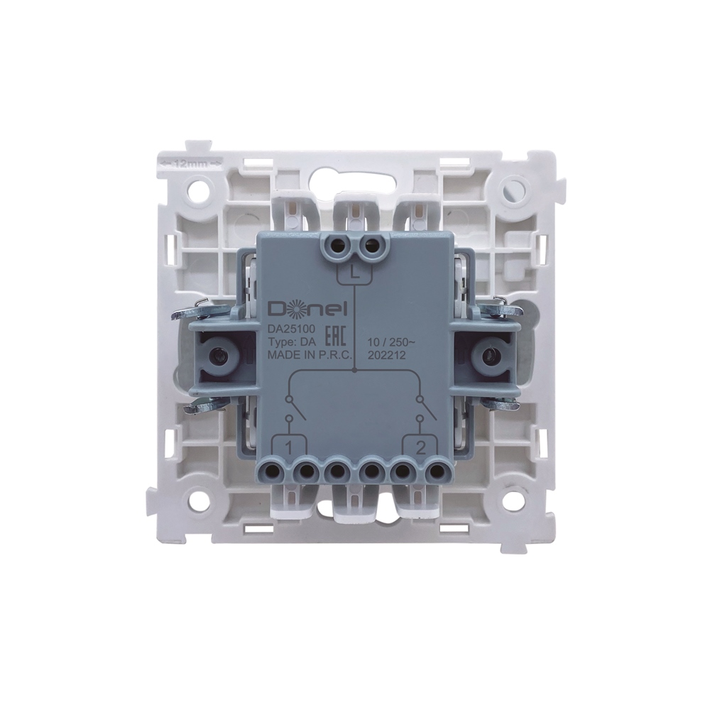 Выключатель двухклавишный встраиваемый Donel R98 звонкового типа Белый матовый DA25100-DA29533 — изображение 4