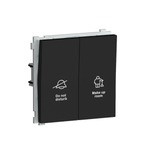 Выключатель двухклавишный встраиваемый Donel R98 с символами DND/MUR Черный матовый DA25800-DA88828