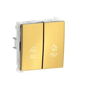 Выключатель двухклавишный встраиваемый Donel R98 Metal с символами DND/MUR Золото матовое DA25800-DA888BR