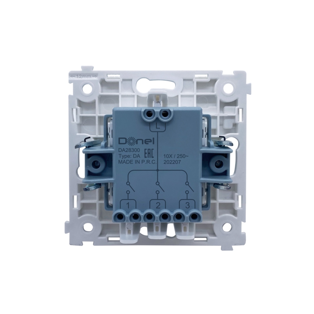 Выключатель трехклавишный встраиваемый Donel R98 Карбон матовый DA28300-DA29330 — изображение 4