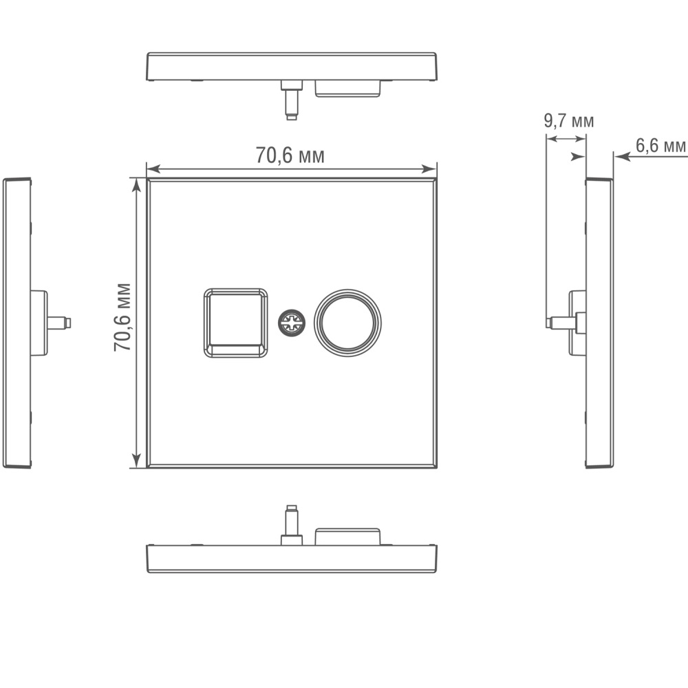 ТВ-розетка встраиваемая оконечная Donel R98 Metal Золото матовое DA30100-DA879BR — изображение 6