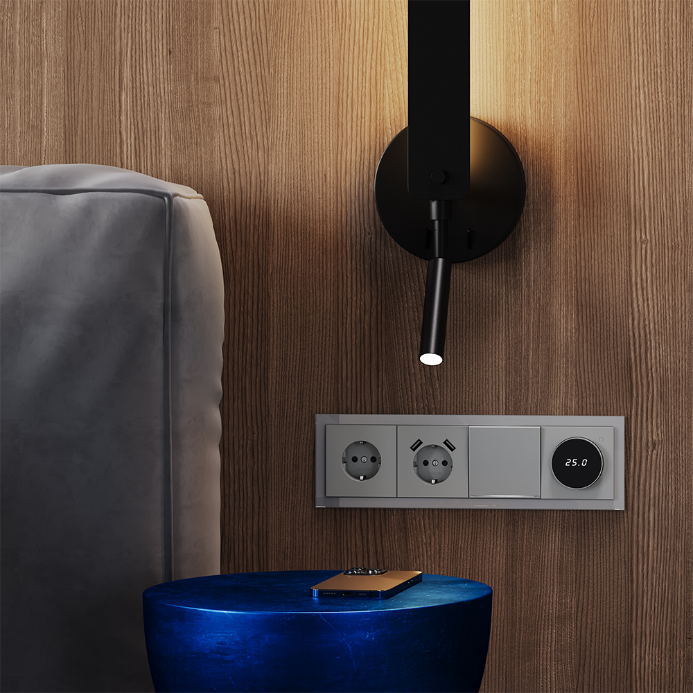 Выключатель одноклавишный встраиваемый Voltum S70 с подсветкой Сталь VLS010205 — изображение 5