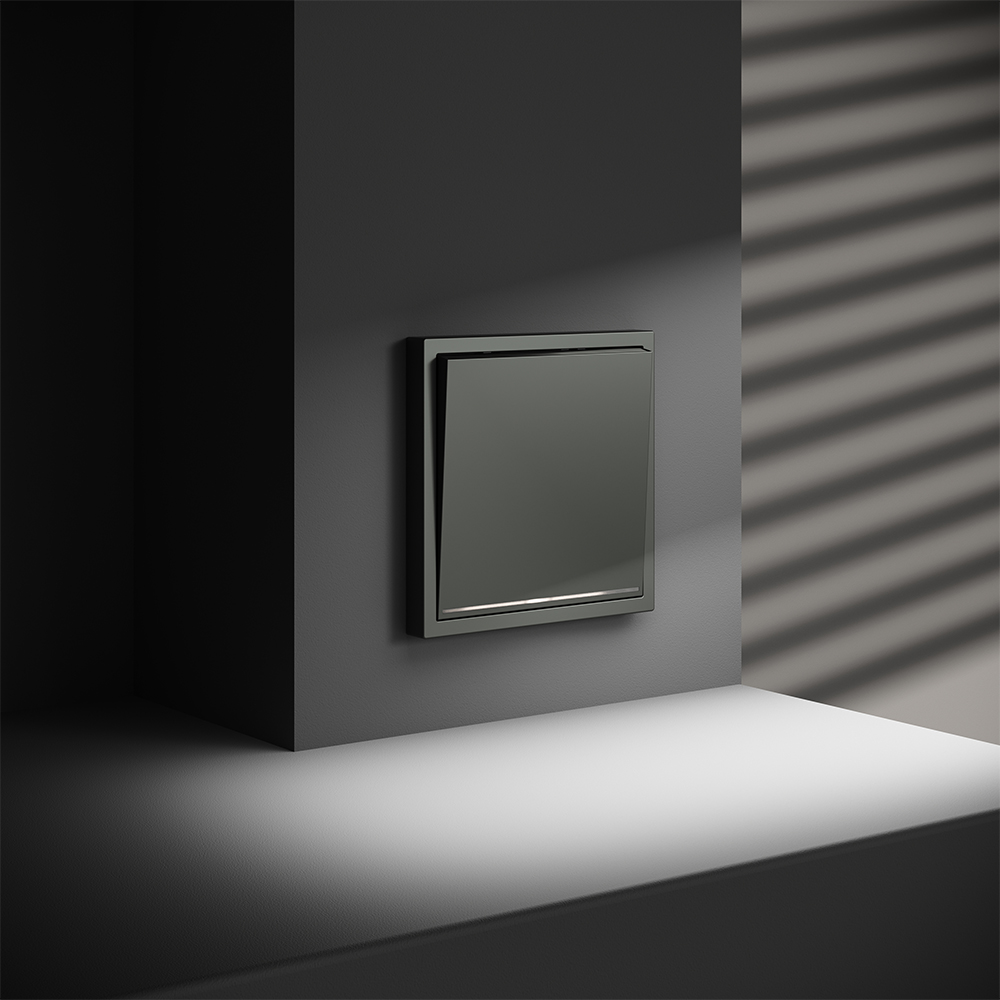 Выключатель одноклавишный встраиваемый проходной Voltum S70 с подсветкой Титан VLS010406 — изображение 4