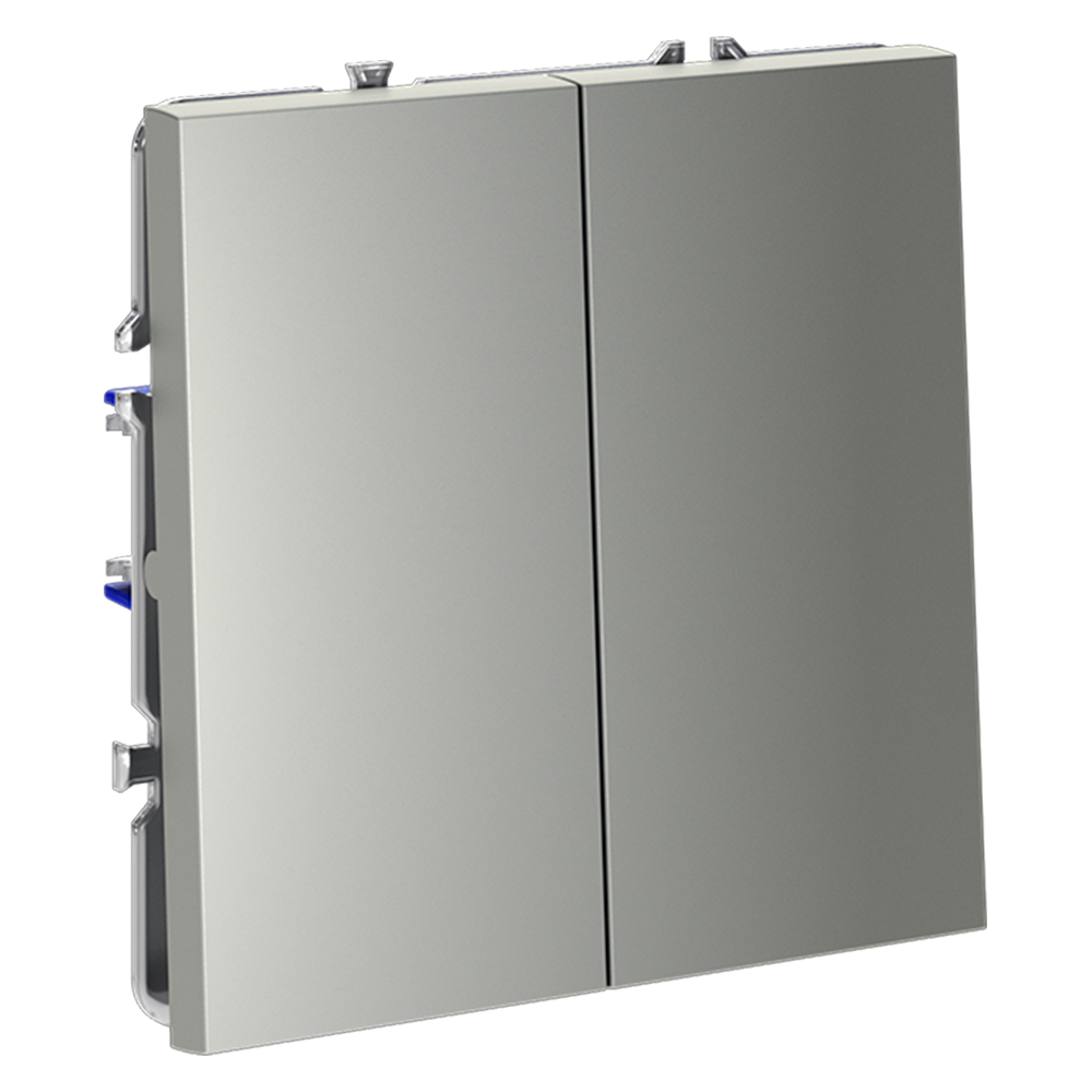 Выключатель двухклавишный встраиваемый Voltum S70 Сталь VLS020105 — изображение 2