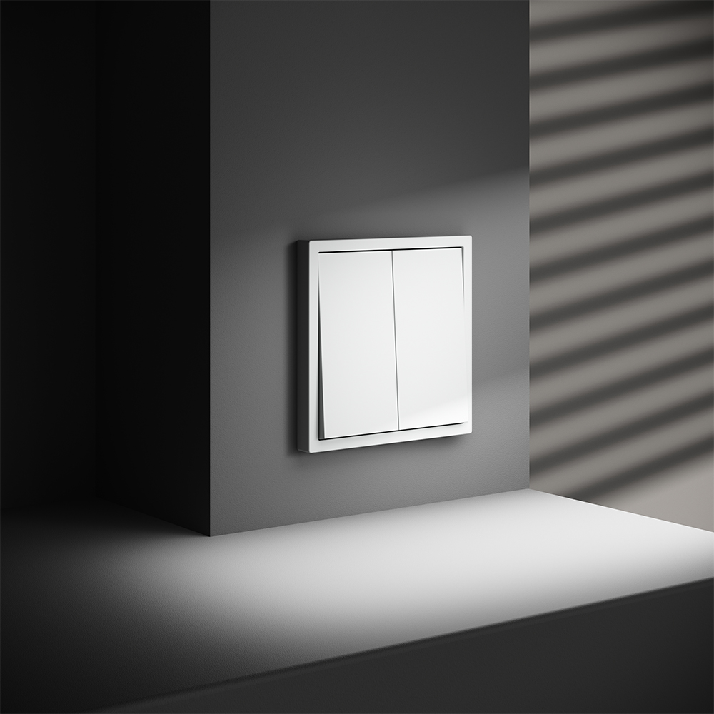 Выключатель двухклавишный встраиваемый проходной Voltum S70 Белый матовый VLS020302 — изображение 4