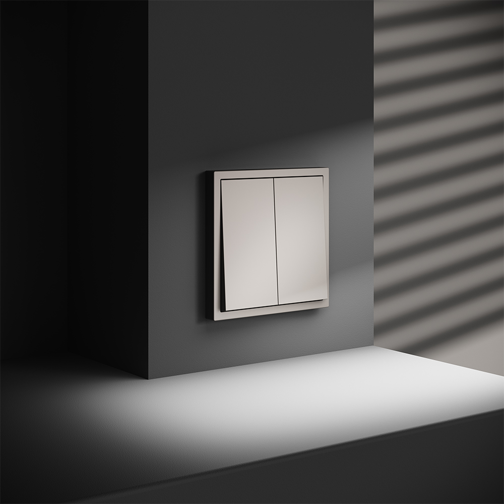 Выключатель двухклавишный встраиваемый проходной Voltum S70 Кашемир VLS020303 — изображение 4