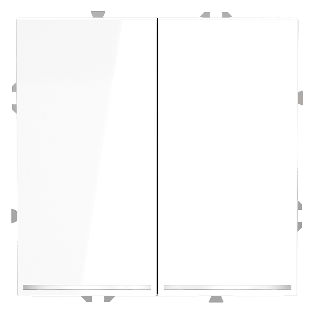 Выключатель двухклавишный встраиваемый проходной Voltum S70 с подсветкой Белый Глянцевый VLS020401