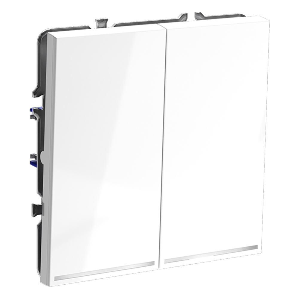 Выключатель двухклавишный встраиваемый проходной Voltum S70 с подсветкой Белый Глянцевый VLS020401 — изображение 2