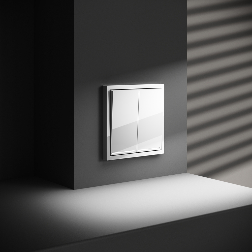 Выключатель двухклавишный встраиваемый проходной Voltum S70 с подсветкой Белый Глянцевый VLS020401 — изображение 4