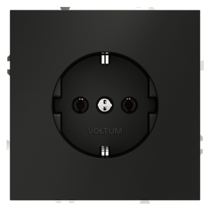 Розетка встраиваемая Voltum S70 с заземлением Soft touch Черный матовый VLS040108