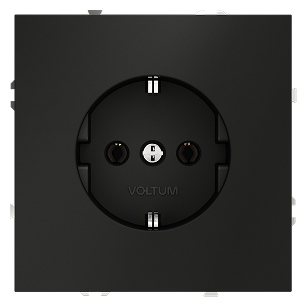 Розетка встраиваемая Voltum S70 с заземлением Soft touch Черный матовый VLS040108