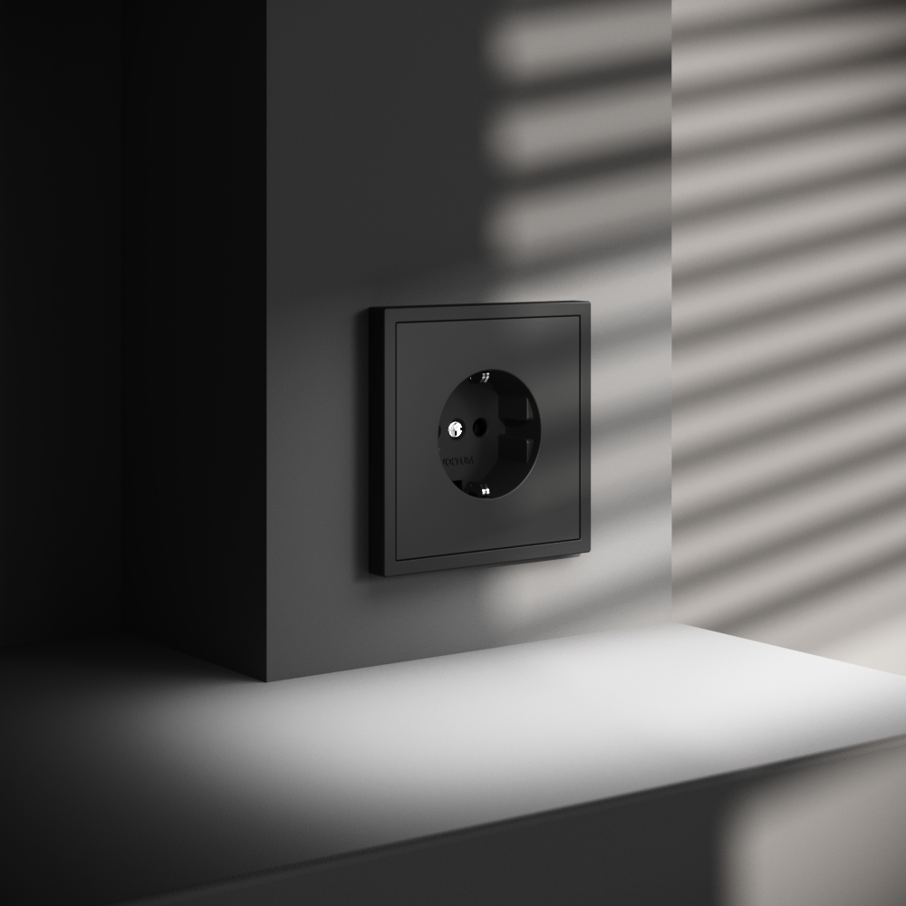 Розетка встраиваемая Voltum S70 с заземлением Soft touch Черный матовый VLS040108 — изображение 5