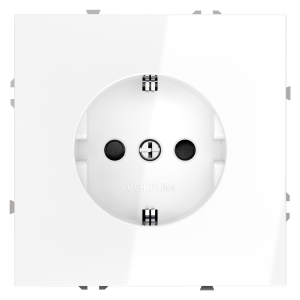 Розетка встраиваемая Voltum S70 с заземлением и шторками Белый Глянцевый VLS040201