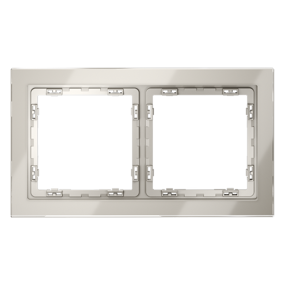 Рамка стеклянная Voltum S70 на 2 поста Кашемир глянцевый VLS110203