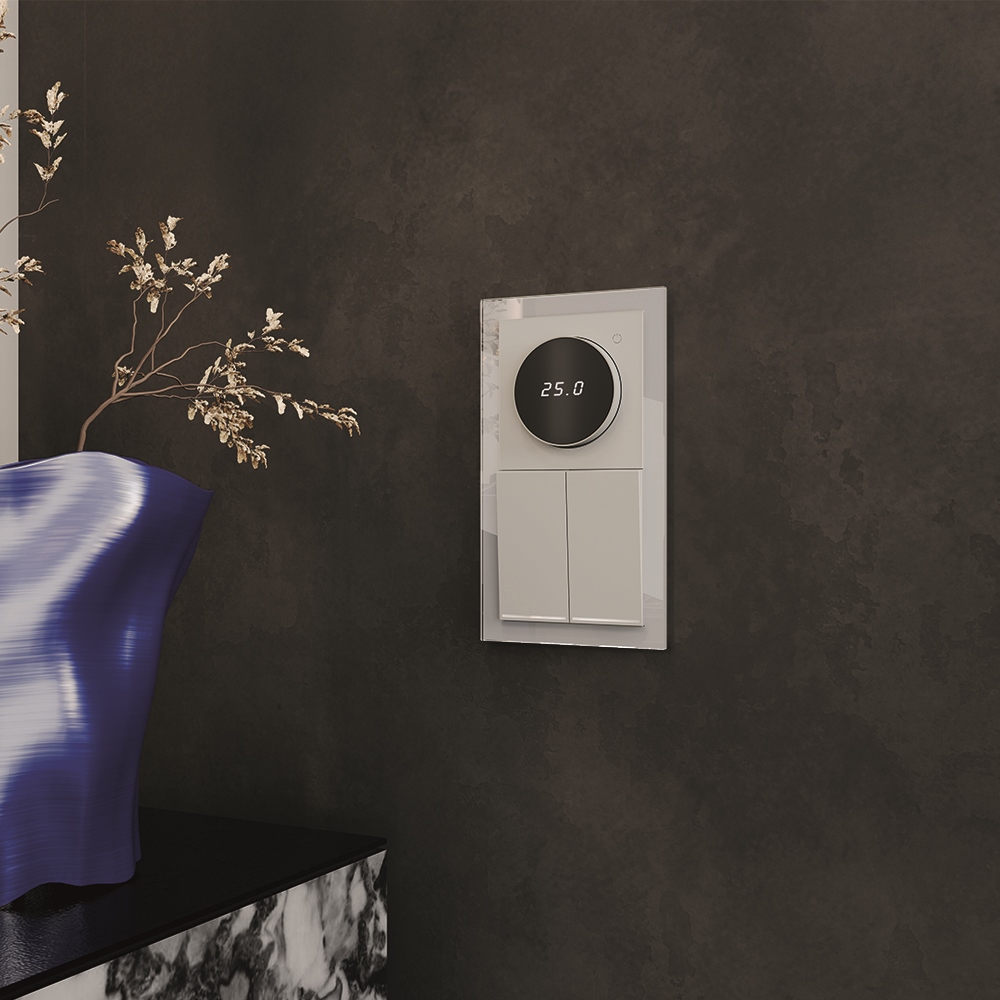 Рамка стеклянная Voltum S70 на 2 поста Сталь глянцевая VLS110205 — изображение 3