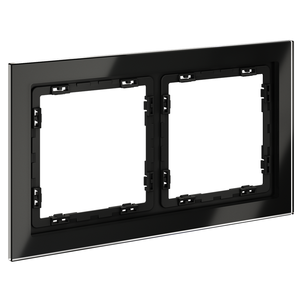 Рамка стеклянная Voltum S70 на 2 поста Черный глянцевый VLS110208 — изображение 2